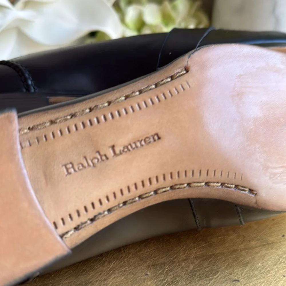 Ralph Lauren Made in Italy Heeled Penny Loafer in Black Leather - Picture 14 of 16